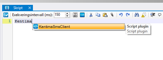 IntelliSense suggesting KentimaSmsClient